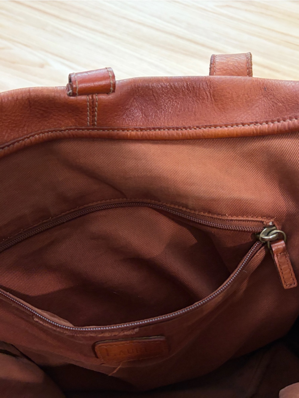Ralph Lauren Leather Tote with Brass Hook - Picture 13 of 16